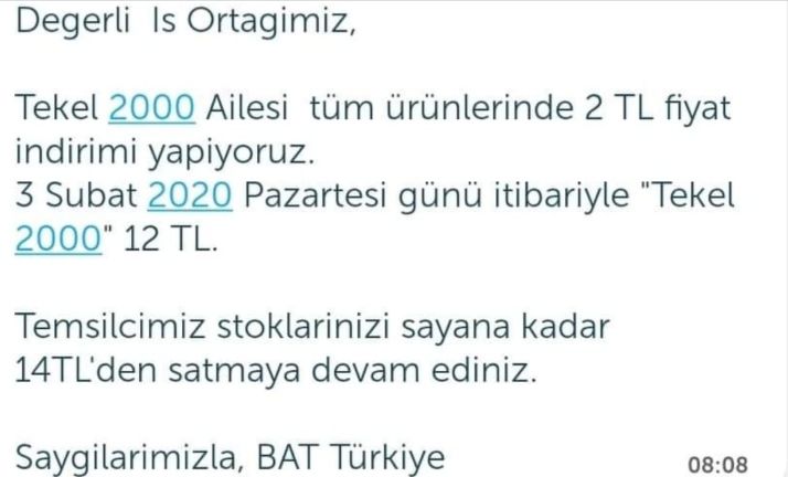 Tekel Sigara Fiyatı Düştü!