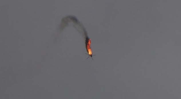 İdlib bölgesinde Esed rejimine ait bir helikopter düşürüldü
