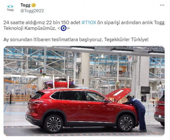 Togg'a rekor başvuru! Bir günde 22 bin sipariş