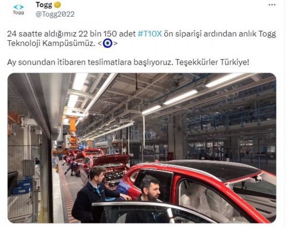 Togg'a rekor başvuru! Bir günde 22 bin sipariş