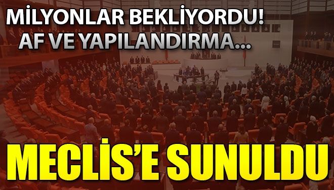 Af ve yapılandırma meclise sunuldu