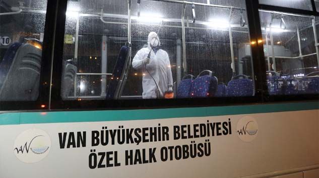 Van’daki toplu taşıma araçlarında koronavirüs önlemi
