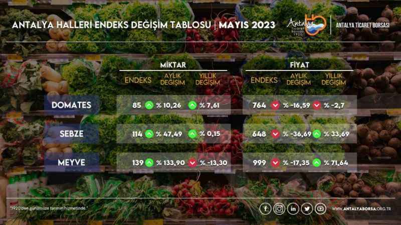 Antalya’da sebze fiyatları yüzde 36,69 düştü