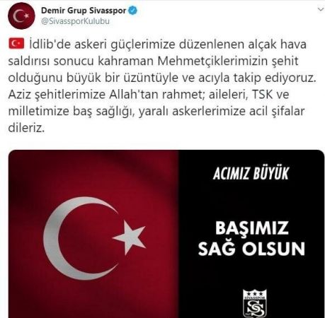 Türk spor kulüpleri Mehmetçiklerimizin yanında