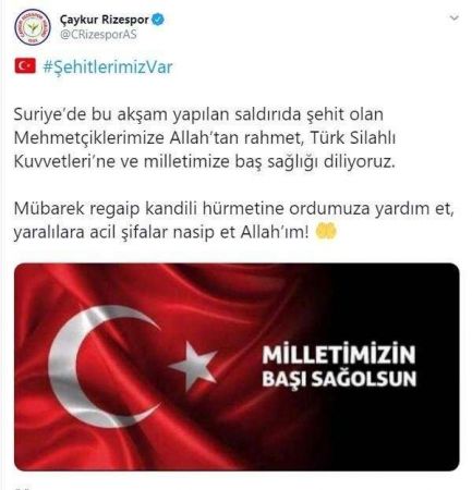 Türk spor kulüpleri Mehmetçiklerimizin yanında