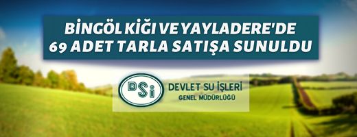 Bingöl Kiğı ve Yayladere’de 69 adet tarla satışa sunuldu