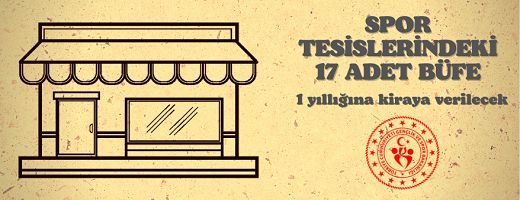 Mersin Gençlik ve Spor İl Müdürlüğü’ne ait 17 adet büfe kiraya verilecek