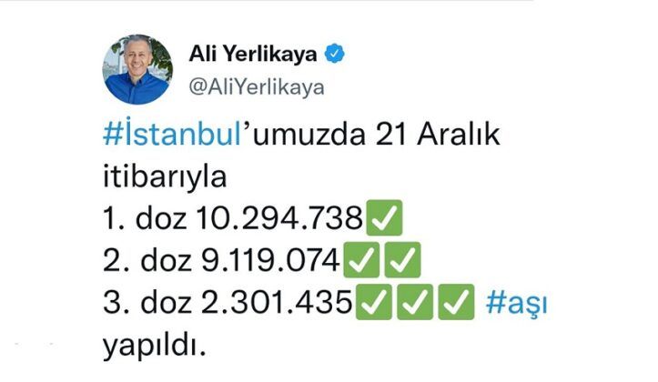 İstanbul Valisi Yerlikaya’dan 3’üncü doz aşı için çağrı