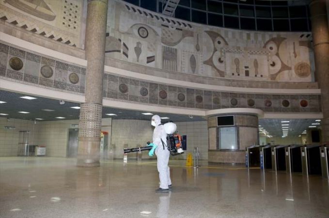 Marmaray istasyonlarında dezenfekte çalışması