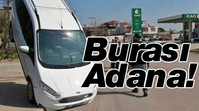 Burası Adana… Araç böyle asılı kaldı