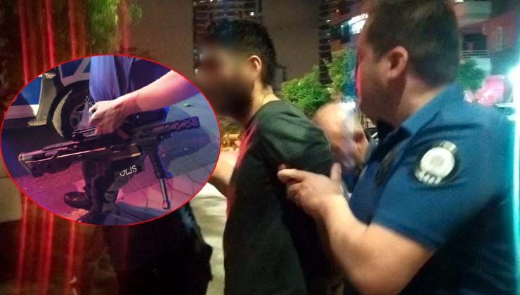 Elinde pompalı tüfekle kavgaya giderken yakalandı