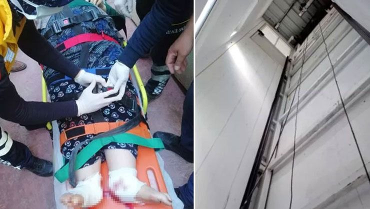 Halatı kopan yük asansöründeki kadın yere çakıldı!