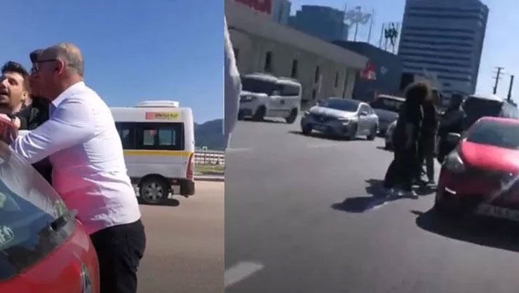 Bursa’da trafikte ‘sinyal verme’ kavgası kameralarda