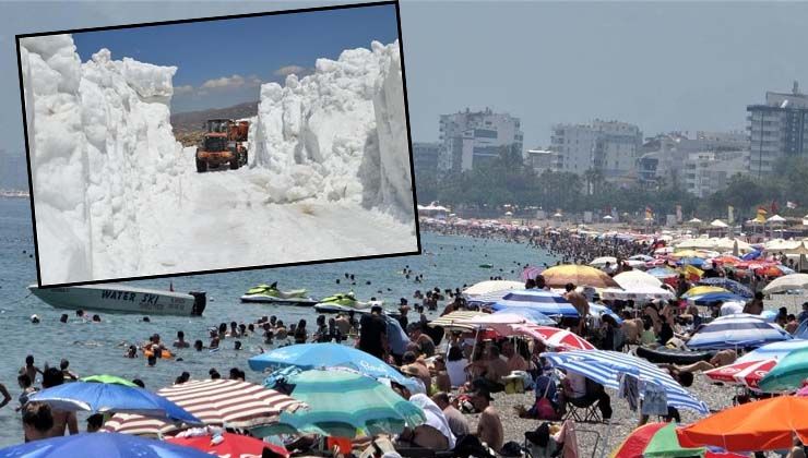 Antalya’da hem 30 derecelik sıcaklık hem de 2 metrelik kar