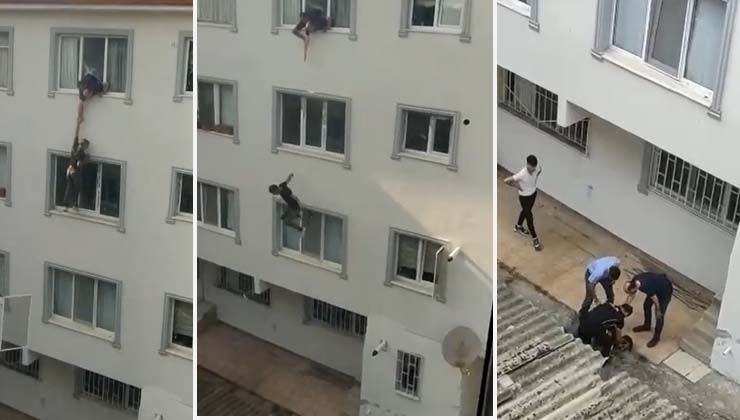 Polisten kaçmaya çalışan hırsız betona çakıldı