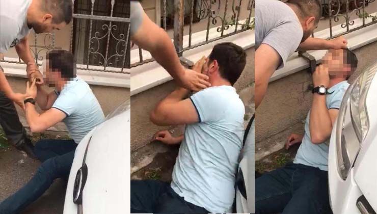 Duş alan kadını gözetleyen tacizciye kocasından meydan dayağı