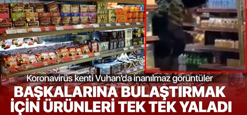 MARKET RAFLARINDAKİ ÜRÜNLERİ YALADI