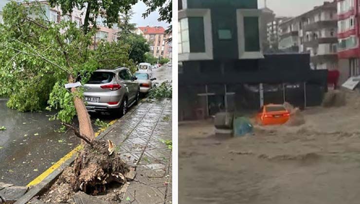 Ankara’yı fırtına ve şiddetli yağış vurdu, çatılar uçtu, ağaçlar devrildi