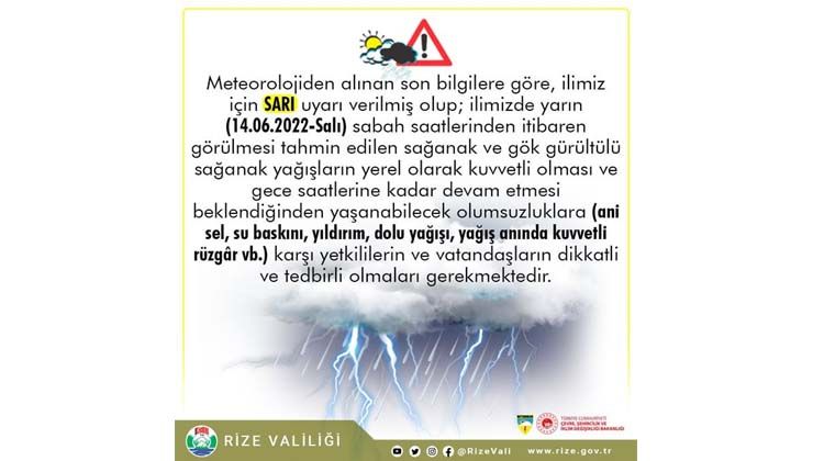 Rize Valiliği’nden sel uyarısı