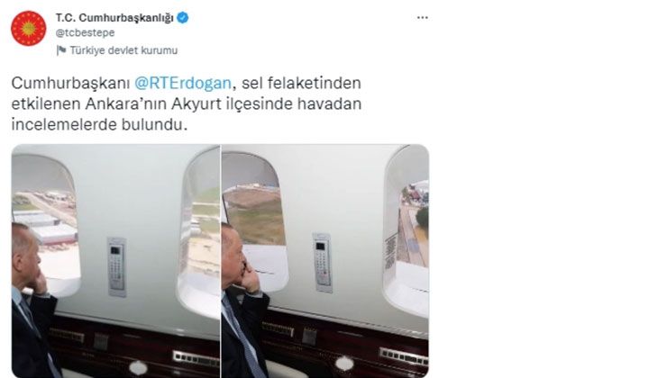 Selden en çok etkilenen yerlerden biriydi… Erdoğan, Akyurt’ta havadan incelemede bulundu