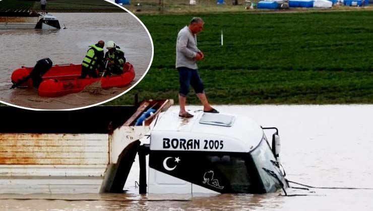 Aksaray’da kamyon sel sularına gömüldü, sürücü canını zor kurtardı