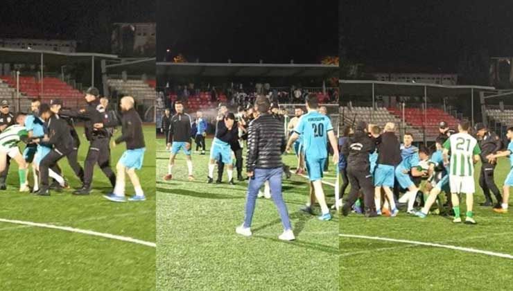 Amatör maçta futbolcular birbirine girdi! Ortalık savaş alanına döndü