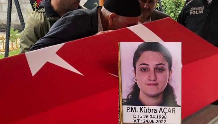 Bandırma’da astsubay sevgilisi tarafından öldürülen polis Kübra Açar defnedildi