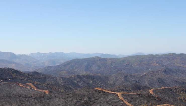 Marmaris yangınından sonra Bördübet havadan görüntülendi
