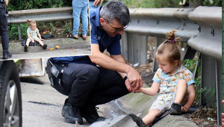 Günün karesi! Minik kız, kaza sonrası araçlardan savrulan parçalarla oynadı