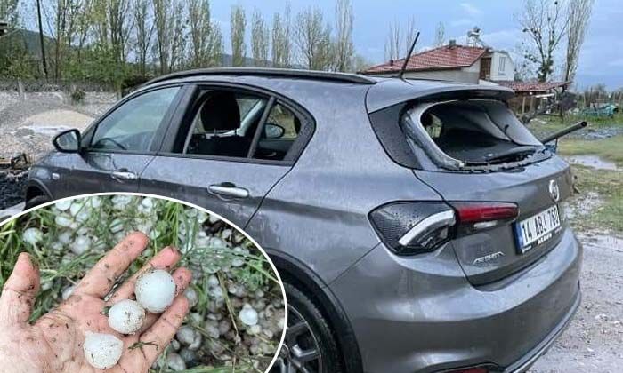 Sel ve dolu vurdu, 100’den fazla araç hasar gördü