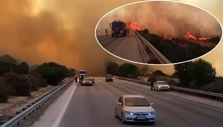 İzmir-Çeşme otoyolu yangın nedeniyle trafiğe kapandı