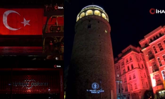 İstanbul’da simge yapılarında 15 Temmuz mapping gösterisi