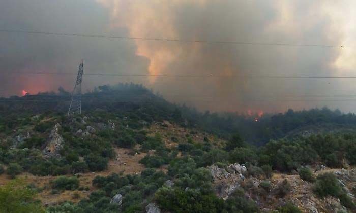 Söke’deki yangın rüzgarın etkisi ile büyüdü! 10 helikopter, 6 uçak müdahale ediyor