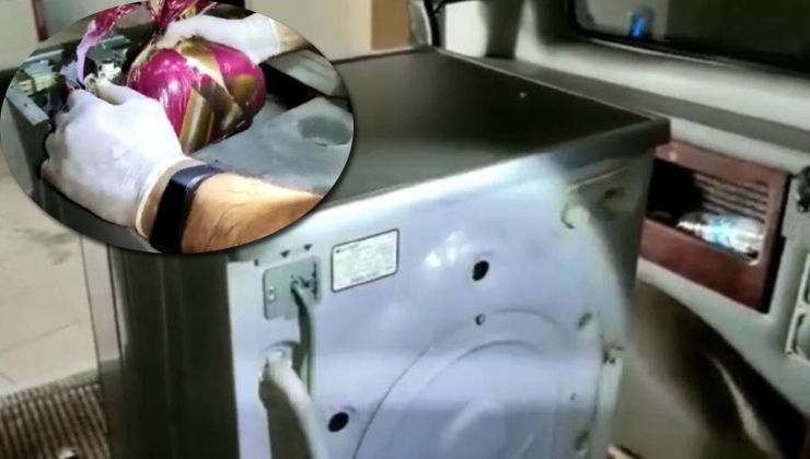 Trabzon’da şaşırtan olay! Minibüsün içindeki çamaşır makinesinden uyuşturucu çıktı
