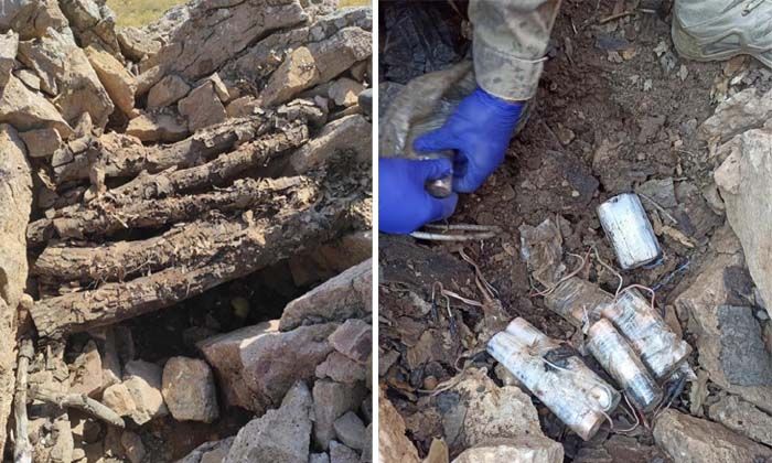Tunceli’de teröristlere ait iki sığınakta yaşam malzemeleri ele geçirildi