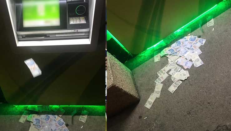 Şaşkın vatandaşın ATM’ye fazla yüklediği paralar yola saçıldı