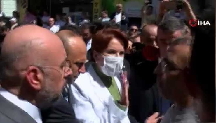Meral Akşener vatandaşa bağırdı, korumalar zor kullanarak uzaklaştırdı