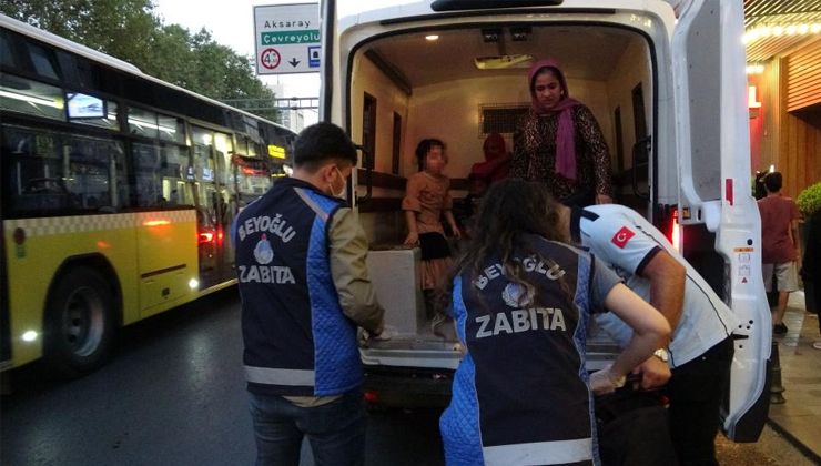 Taksim’de çocukları dilendiren kadını zabıta kıskıvrak yakaladı