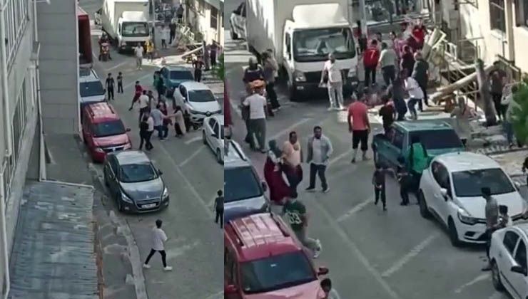Kadınların kavgasına erkekler de dâhil oldu, ortalık savaş alanına döndü