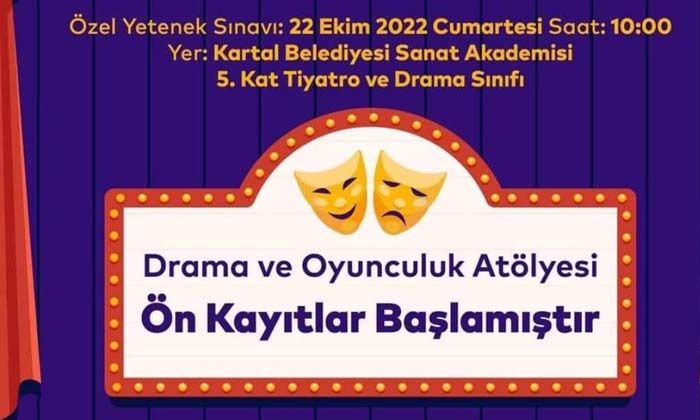 Kartal Belediye Tiyatrosu Drama ve Oyunculuk Atölyesi ön kayıtları başladı