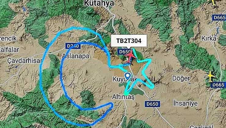 Bayraktar TB2 İHA, Kütahya’da rotasını ay yıldızla çizdi