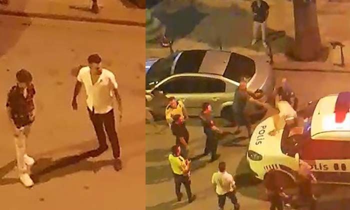 Polis aracına kafa attı camı patlattı