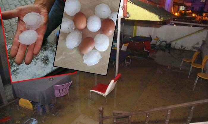 Kastamonu’da yumurta büyüklüğünde dolu yağdı, 400 ev ile iş yerini su bastı