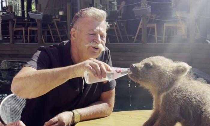 Nuri Alço’dan yavru ayıya gazoz