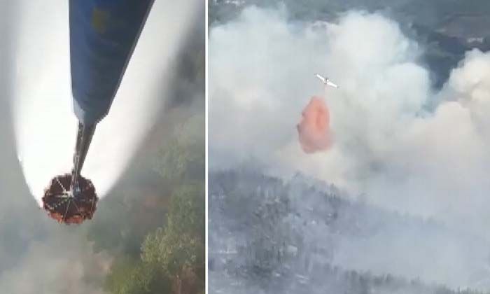 Muğla-Denizli il sınırındaki yangına 11 helikopter, 9 uçak ile müdahale ediliyor
