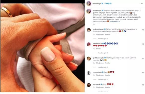 Bücür Cadı anne oldu… Merve Erdoğan bebeğinin ilk karesini paylaştı