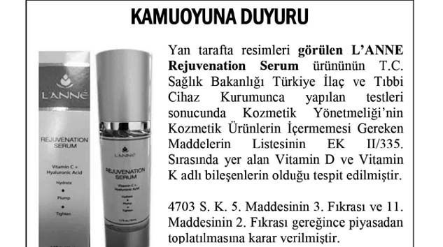 Güvensiz ürün toplatılması kararı