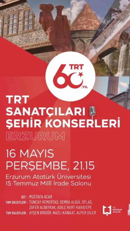 TRT sanatçıları Erzurum’da konser verecek TRT sanatçıları Erzurum’da konser verecek