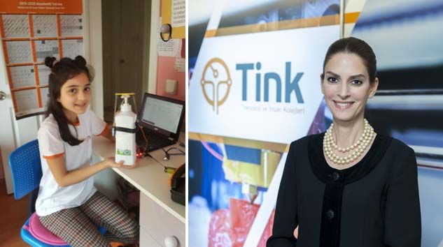 Ortaokul öğrencilerinden sensörlü dezenfektan