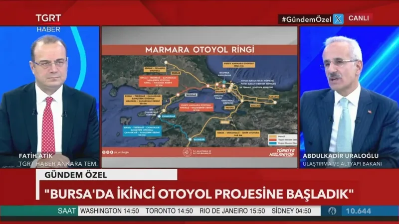 Ulaştırma ve Altyapı Bakanı Abdülkadir Uraloğlu’ndan Bursa’ya yeni otoyol müjdesi Ulaştırma ve Altyapı Bakanı Abdülkadir Uraloğlu’ndan Bursa’ya yeni otoyol müjdesi